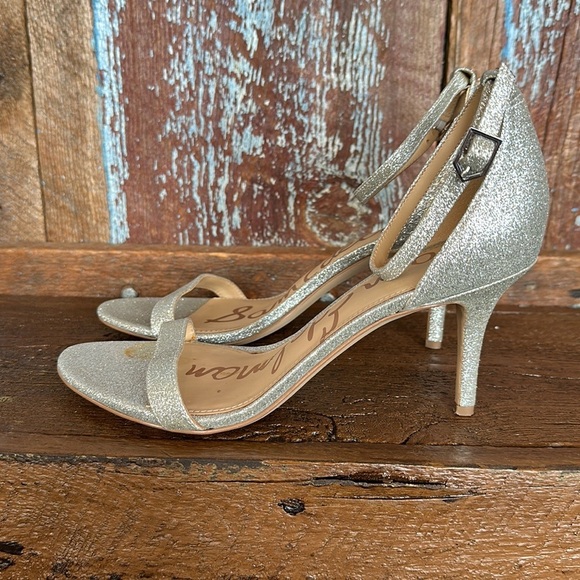 Sam Edelman Patti Ankle Strap Silver Glitter Heels Size 8.5 - Picture 8 of 9